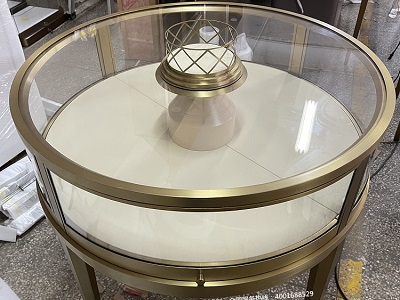 直徑一米不銹鋼圓形珠寶展示柜